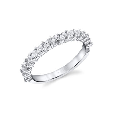 White Gold Angled Marquise Diamond Wedding Band