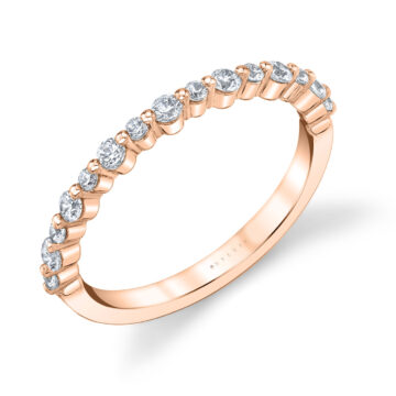 White Gold Dainty Alternating Shared Prong Wedding Band