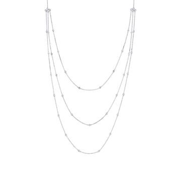 White Gold Layered Diamonds by the Yard Necklace