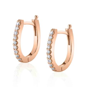 White Gold U-Shaped Diamond Hoops