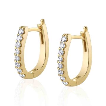 White Gold U-Shaped Diamond Hoops