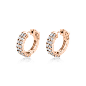 White Gold Double Row Diamond Huggie Hoops