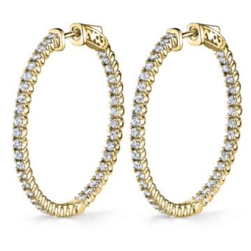 White Gold Diamond Hoop Earrings – 35MM