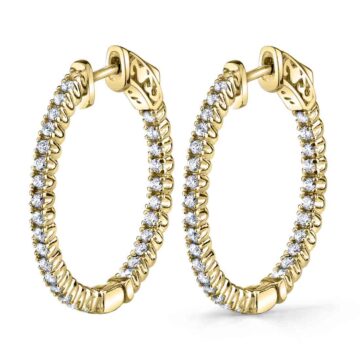 White Gold Diamond Hoop Earrings – 27MM