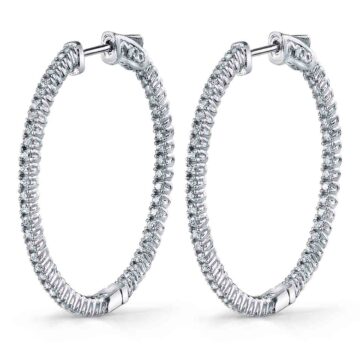 White Gold Diamond Hoop Earrings – 35MM