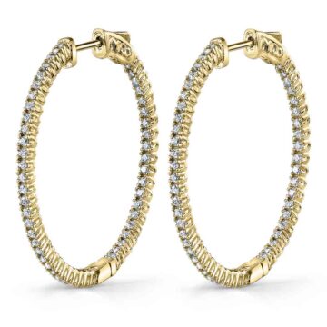 White Gold Diamond Hoop Earrings – 35MM