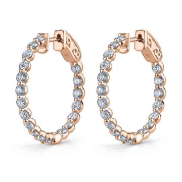 White Gold Single Prong Diamond Hoop Earrings – 23MM