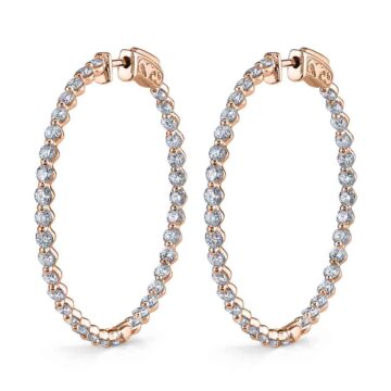 White Gold Single Prong Diamond Hoop Earrings – 32MM