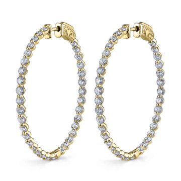 White Gold Single Prong Diamond Hoop Earrings – 32MM