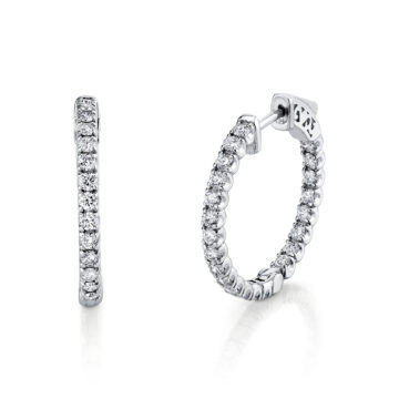 24mm diamond hoop earrings in white gold