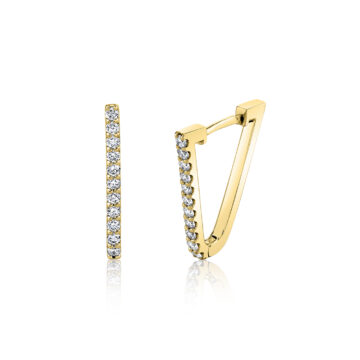 White Gold V-Shaped Diamond Hoop Earrings – 20MM