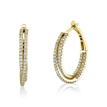 White Gold Crossover Diamond Hoop Earrings