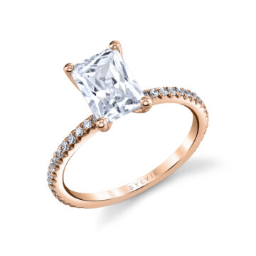 White Gold Radiant Cut Classic Engagement Ring - Adorlee