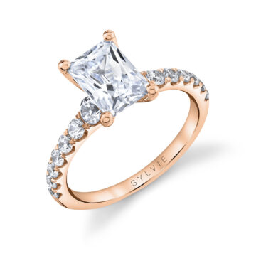 White Gold Radiant Cut Classic Engagement Ring - Veronique