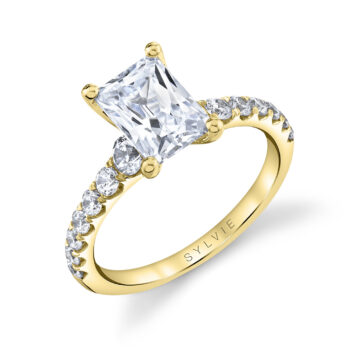 White Gold Radiant Cut Classic Engagement Ring - Veronique