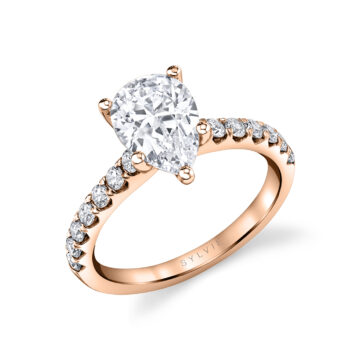 White Gold Pear Cut Classic Engagement Ring - Aimee