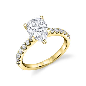 White Gold Pear Cut Classic Engagement Ring - Aimee