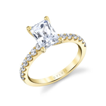 White Gold Radiant Cut Classic Engagement Ring - Aimee