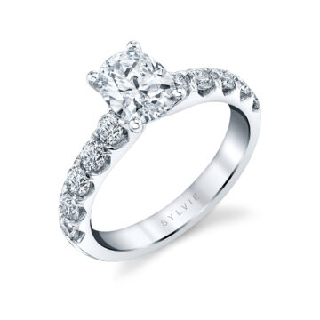 White Gold Oval Cut Classic Wide Band Engagement Ring - Aloria