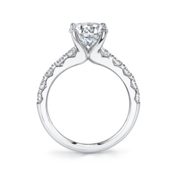 White Gold Cushion Cut Classic Wide Band Engagement Ring - Aloria