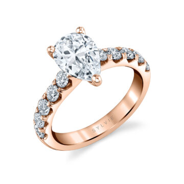 White Gold Pear Shaped Classic Wide Band Engagement Ring - Aloria