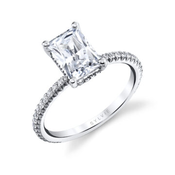 White Gold Radiant Cut Classic Engagement Ring - Maryam