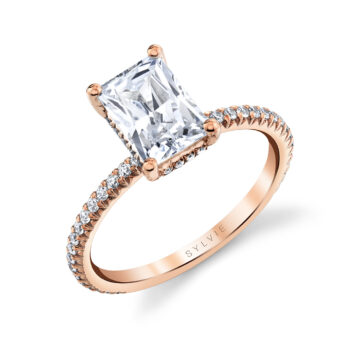 White Gold Radiant Cut Classic Engagement Ring - Maryam