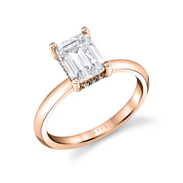 White Gold Emerald Cut Solitaire Engagement Ring - Joanna