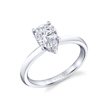 White Gold Pear Cut Solitaire Engagement Ring - Joanna