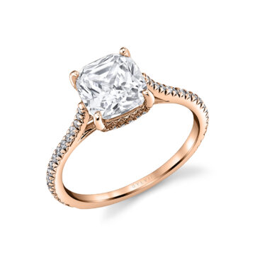 White Gold Cushion Cut Classic Hidden Halo Engagement Ring - Steffi