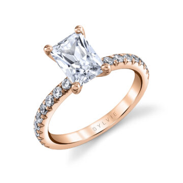 White Gold Radiant Cut Classic Engagement Ring - Vanessa