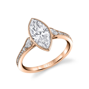 White Gold Marquise Cut Vintage Engagement Ring - Brianna