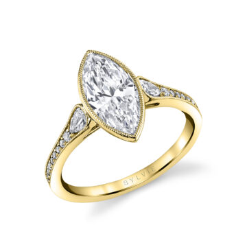 White Gold Marquise Cut Vintage Engagement Ring - Brianna