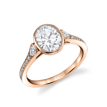 White Gold Oval Cut Vintage Engagement Ring - Brianna