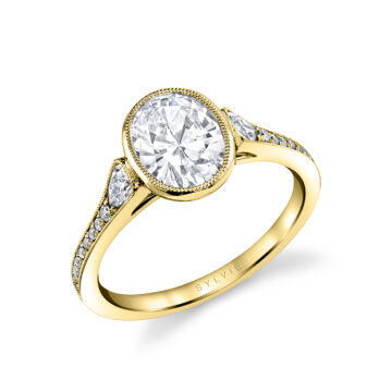 White Gold Oval Cut Vintage Engagement Ring - Brianna