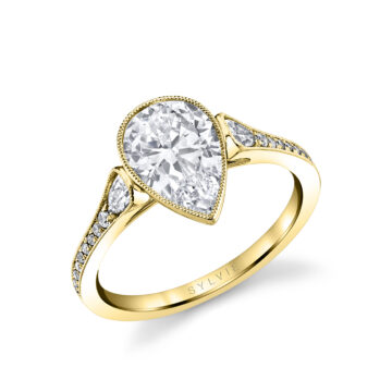 White Gold Pear Shaped Vintage Engagement Ring - Brianna