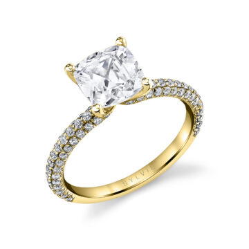 White Gold Cushion Cut Classic Pave Engagement Ring - Braylin