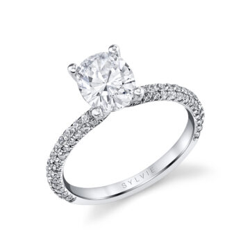 White Gold Oval Cut Classic Pave Engagement Ring - Braylin