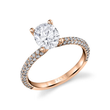 White Gold Oval Cut Classic Pave Engagement Ring - Braylin