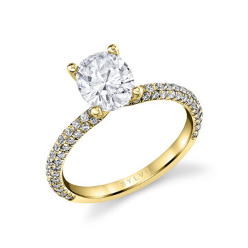 White Gold Oval Cut Classic Pave Engagement Ring - Braylin