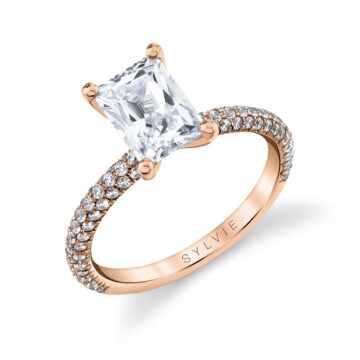 White Gold Radiant Cut Classic Pave Engagement Ring - Braylin