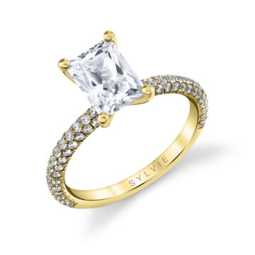 White Gold Radiant Cut Classic Pave Engagement Ring - Braylin