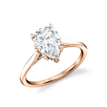 White Gold Pear Shaped Solitaire Hidden Halo Engagement Ring - Carter