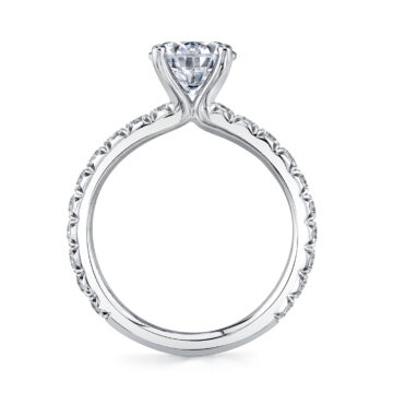 White Gold Oval Cut Classic Wide Band Engagement Ring - Querida