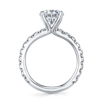 White Gold Oval Cut Classic Wide Band Engagement Ring - Marlise