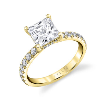 Princess Cut Classic Wide Band Engagement Ring - Malencia