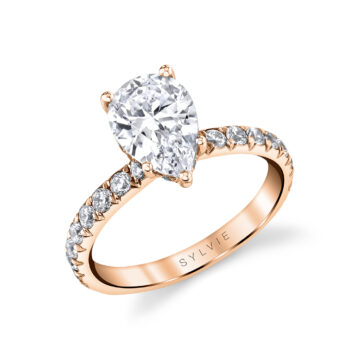 White Gold Pear Shaped Classic Wide Band Engagement Ring - Malencia