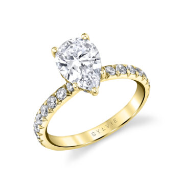 White Gold Pear Shaped Classic Wide Band Engagement Ring - Malencia