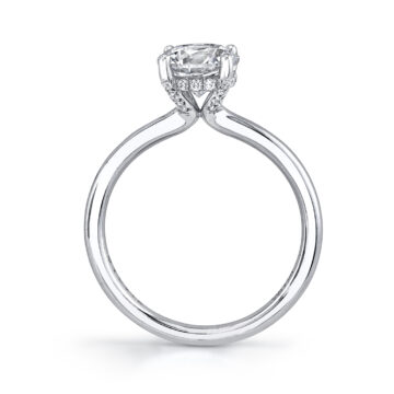 White Gold Radiant Cut Hidden Halo Engagement Ring - Melany