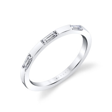 White Gold Modern Baguette Wedding Band